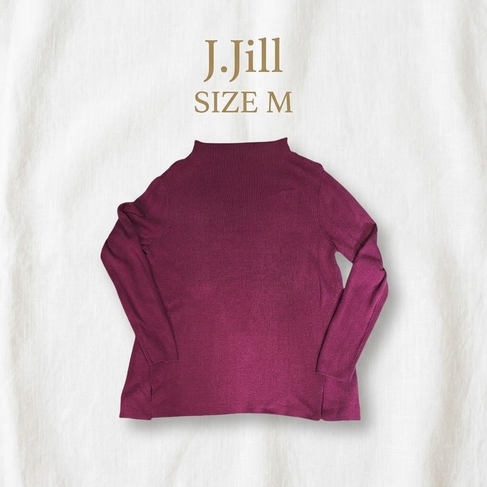 J.Jill Cotton Blend Mock Neck Sweater Women M Fine Knit Casual